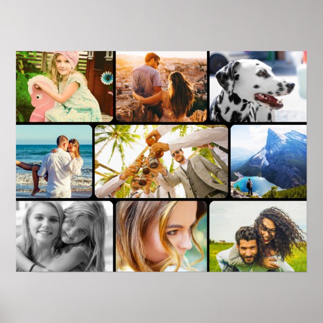 Poster Colagem de Quadros Arredondados do Modelo de Fotog (Frente)