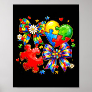 Poster Colagem de quebra-cabeça de laço coquete de autism