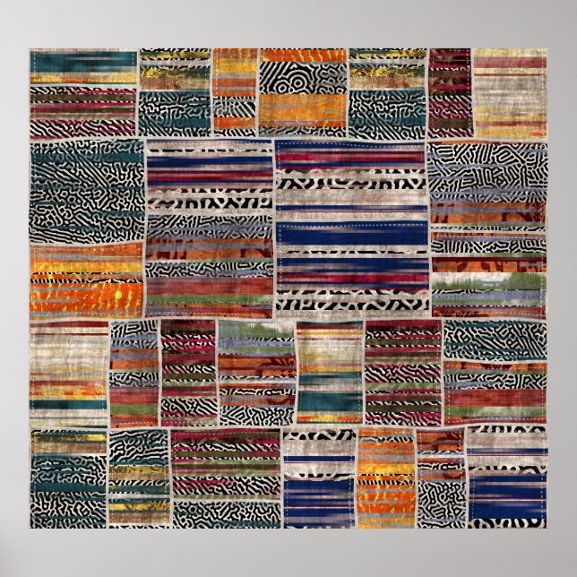 Poster Colagem de retalhos: padrão de colcha mista. (Frente)