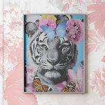 Poster Colagem de Tigre de Arte Pop e Borboletas<br><div class="desc">Tigre de Arte Pop e Borboletas Collage Poster - Infunda seu espaço com ousada elegância através deste design estético coquetel. Com um tigre em greve adornado com florais e borboletas suaves, esta colagem inspirada retroativamente mistura elementos ferozes e delicados. A mistura de sotaques domésticos cor-de-rosa e detalhes vibrantes cria uma...</div>