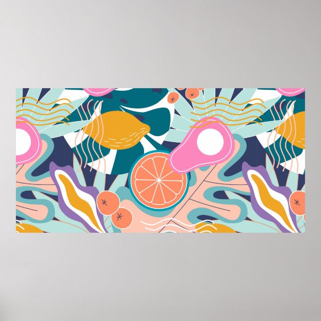 Poster Colagem de um padrão floral uniforme moderno. Mode (Frente)