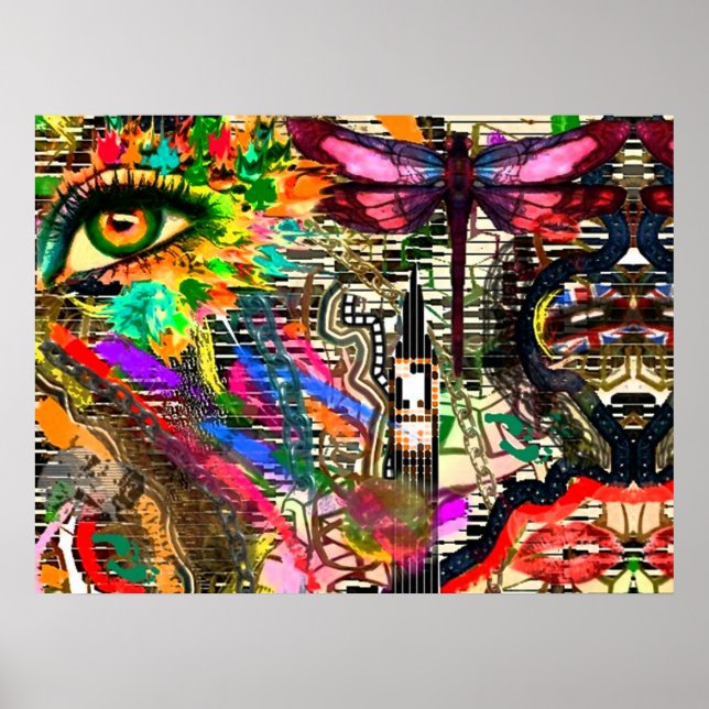 Póster Colagem Digital de Sonhos Subconscientes por Poste (Frente)