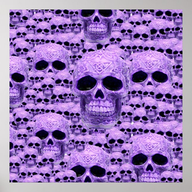 Póster Colagem do crânio roxo celta (Frente)