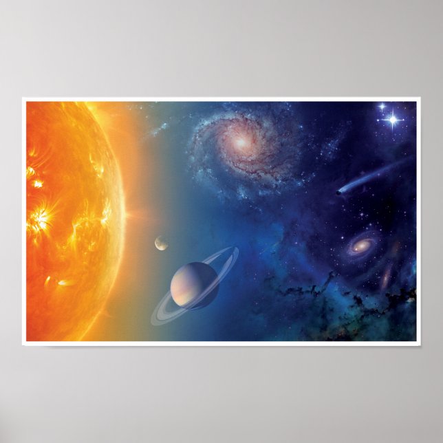 Poster Colagem do Sistema Solar Espaço Exterior da NASA (Frente)