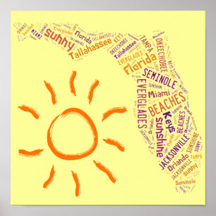 Póster Colagem do texto de Florida