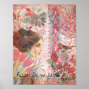 Póster Colagem doce macia feminino - não faça