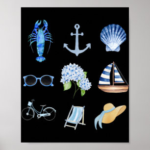 Poster Colagem Estético de Verão da Costa Leste de New En