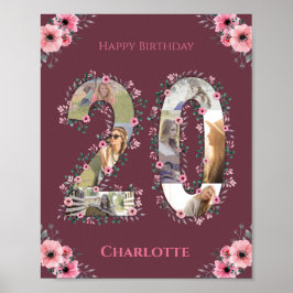 Poster Colagem Fotográfica Grande 20 Birthday Rapariga Ro