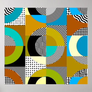 Poster Colagem geométrica: círculos, padrão de colheita.