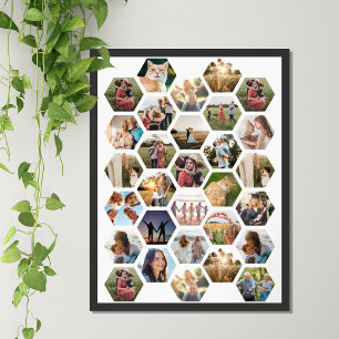 Poster Colagem Geométrica de Fotos da Família