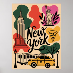 Poster Colagem icônica da silhueta da cidade de Nova York