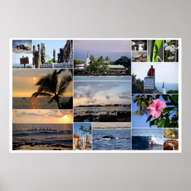 Poster Colagem Kailua-Kona Hawaii 36 x 24 (Frente)
