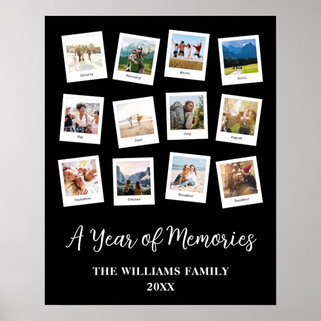 Poster Colagem Mensal de Fotografias de Ano da Família de (Frente)