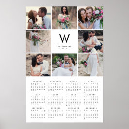 Póster Colagem Mínima Calendário de Foto Anual 16x24 2017