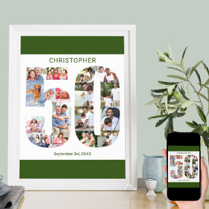 Poster Colagem número 50 da foto personalizado 50th