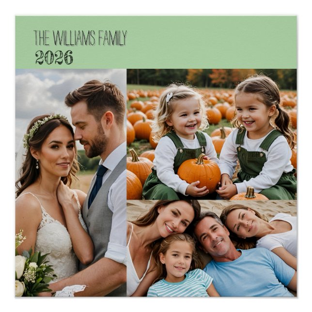 Póster Colagem Personalizada de 3 Fotos – Parede Personal (Frente)