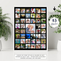 Colagem Personalizada de 45 Fotos Cor Personalizad