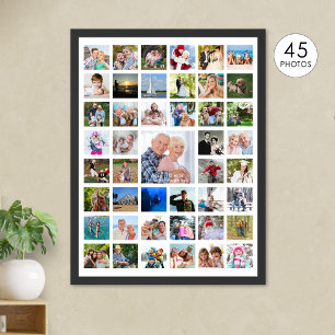 Poster Colagem Personalizada de 45 Fotos em Cor Personali