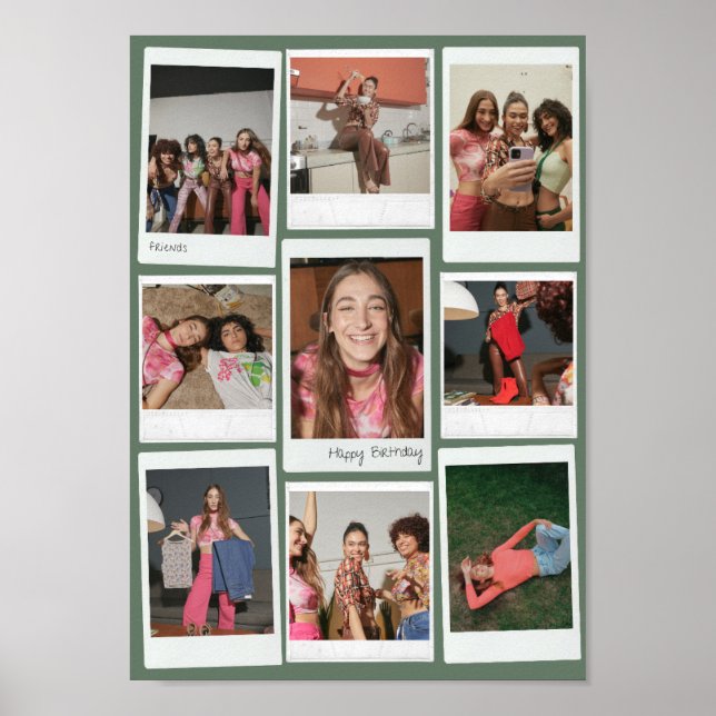Poster Colagem Personalizada de 9 Fotos Polaroid em Impre (Frente)