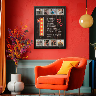 Poster Colagem Personalizada de Fotografias de Corações d