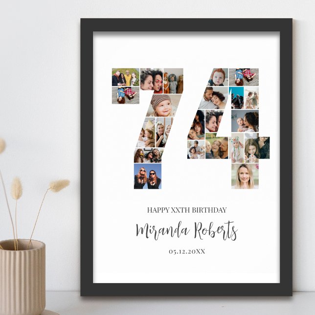 Poster Colagem Personalizada de Fotos 74 com Número de An (Criador carregado)