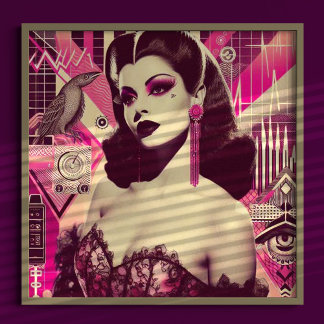 Poster Colagem Pin-up Retrowave