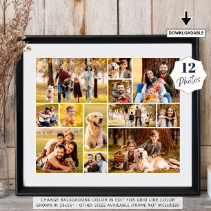 Poster Colagem Simples de 12 Fotos Únicas