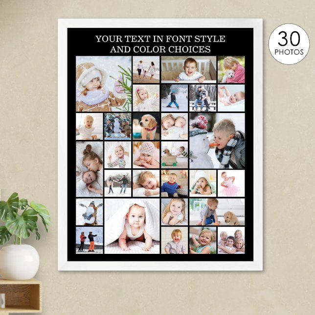 Poster Colagem Simples de 30 Fotos Cor e Texto Personaliz (Criador carregado)