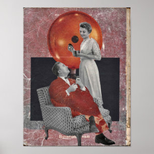 Poster Colagem temida de comida de Vintage