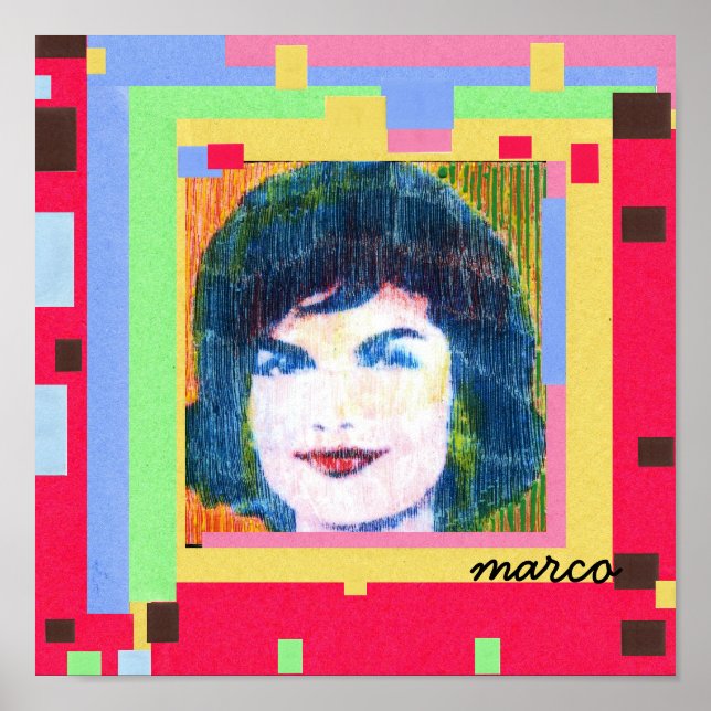 Póster Colagem Trendy Colorful Watercolor Jackie Kennedy (Frente)