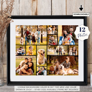 Poster Colagem Única de 12 Fotos Minimalista Simples