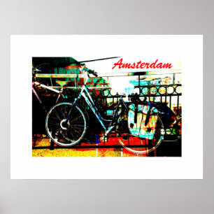 Póster Colagem urbana colorida da bicicleta - série de