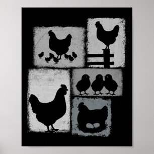 Poster Colagem Vintage de Frango Amante de Frangos Fazend