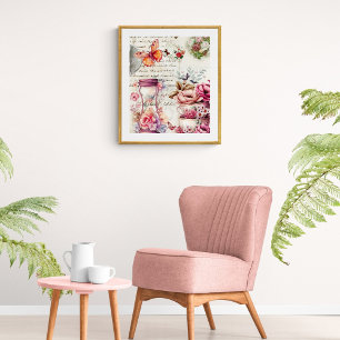 Poster Colagem Vintage Watercolor