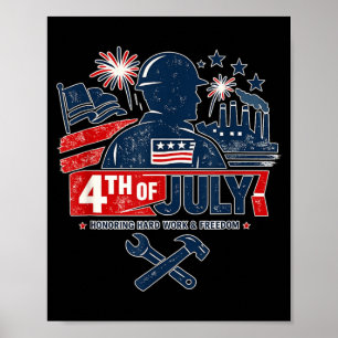 Poster Colarinho Azul 4 De Julho Patriótico Trabalhador A