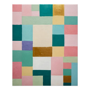 Póster Colcha Geométrica Pastel