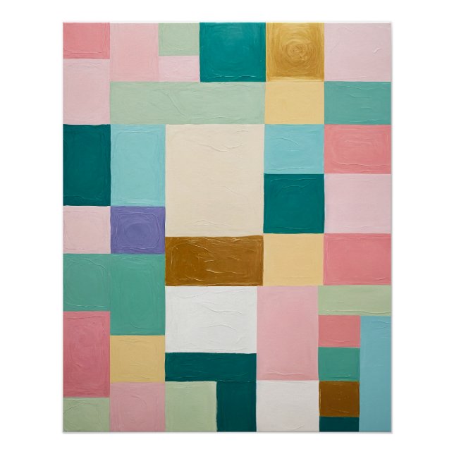 Póster Colcha Geométrica Pastel (Frente)
