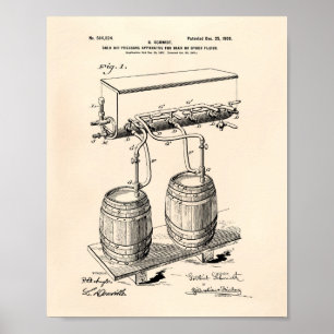Poster Cold Air Pressure Beer 1900 Patent Art Old Peper