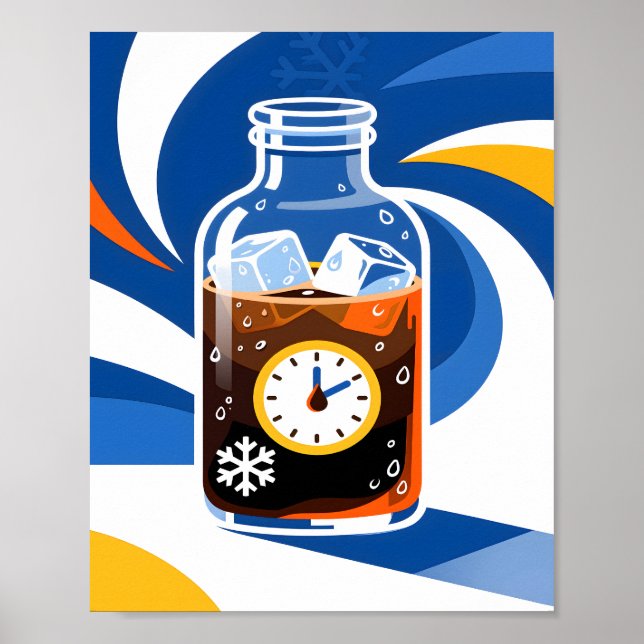 Poster Cold Brew Coffee Time Concept Modern Blue (Frente)