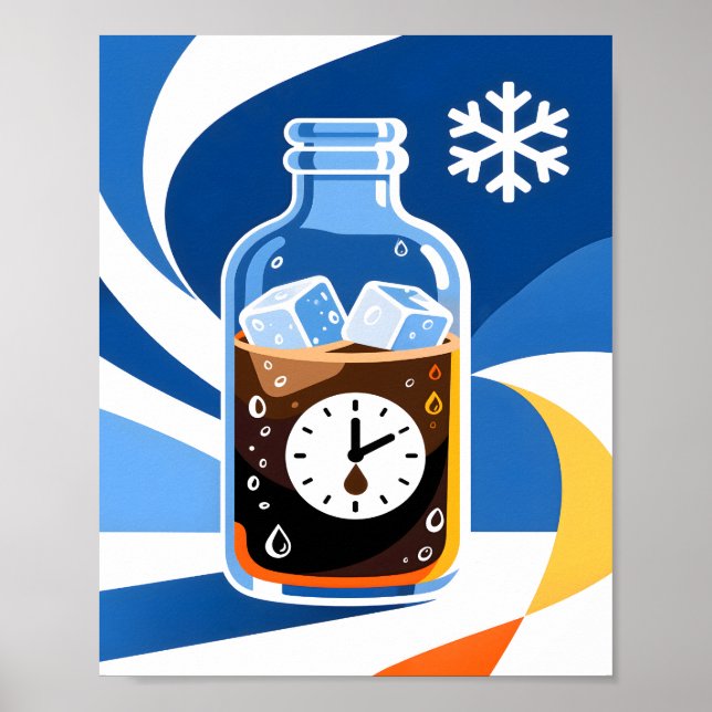 Poster Cold Brew Coffee Time Concept Modern Blue (Frente)