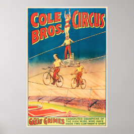 Poster COLE BROTHERS CIRCUS Aerial Acrobats Vintage Show