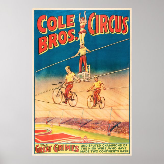 Poster COLE BROTHERS CIRCUS Aerial Acrobats Vintage Show (Frente)