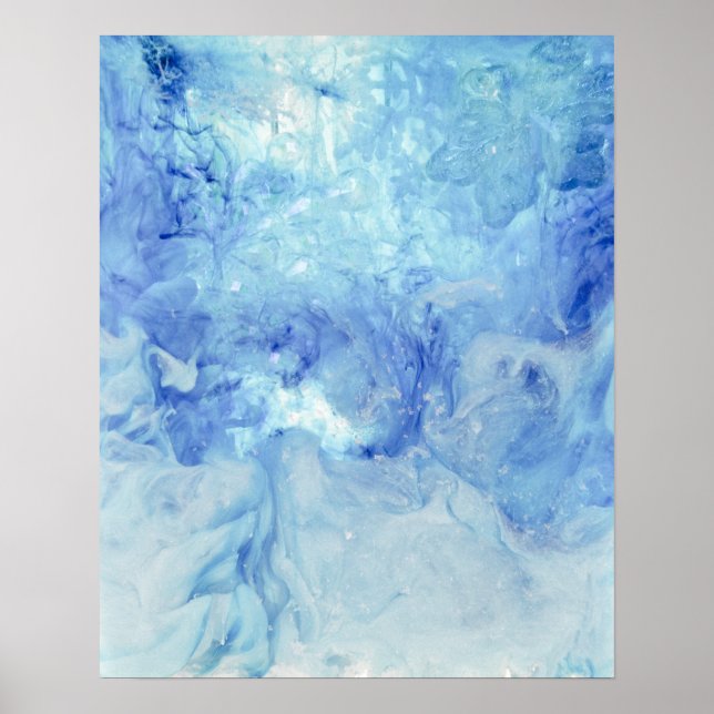 Póster Coleção "Blizzard" - abstrato azul e branco (Frente)