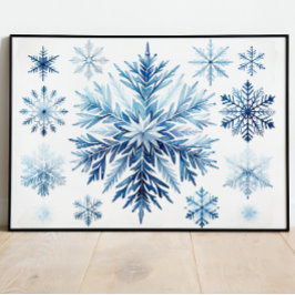 Poster Coleção de Aquarelas do Floco de Neve