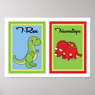 Poster coleção de arte da parede dos dinossauros 5X7