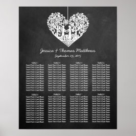 Póster Coleção de Casamento de Chalkboard de Árvore Coraç