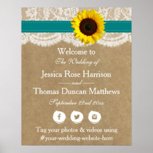 Poster Coleção de Casamentos de Girassol Rustic Kraft
