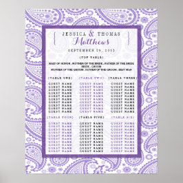Poster Coleção de Casamentos de Paisley Moderno - Roxo