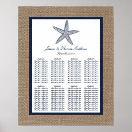 Póster Coleção de Casamentos de Praia de Starfish Burlap,