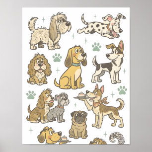 Poster Coleção de Clipart de Cachorros de Desenho Animado